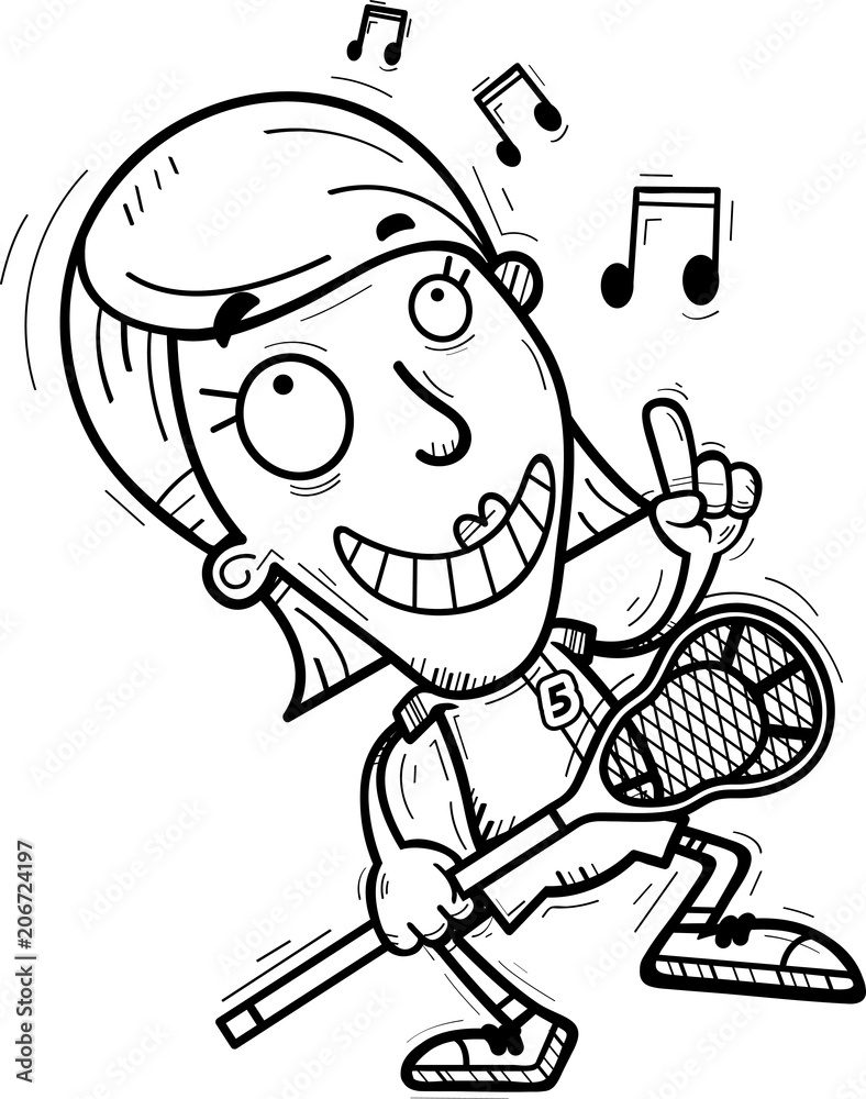 Cartoon Lacrosse Player Dancing Cartoon Lacrosse Player Dancing