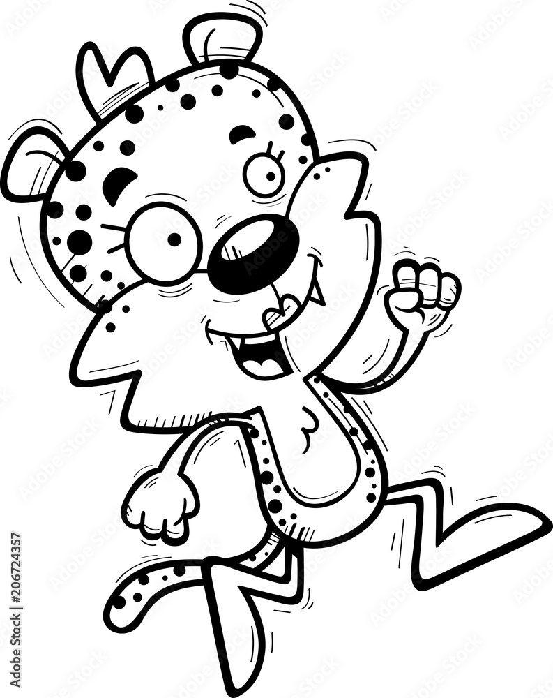 Fototapeta premium Cartoon Female Leopard Running