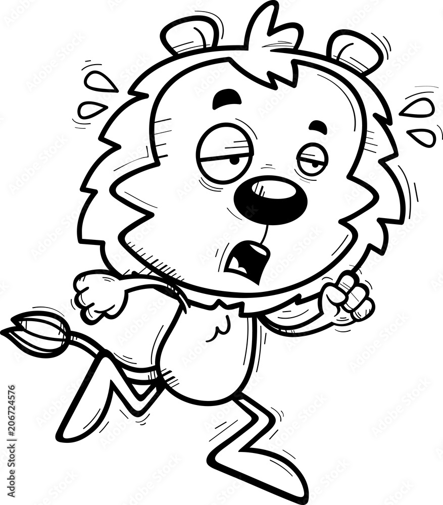 Exhausted Cartoon Male Lion Exhausted Cartoon Male Lion