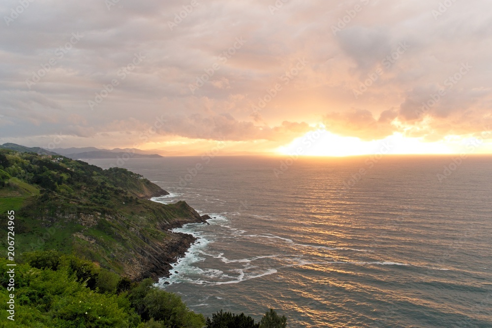 Sunset seen from the Basque coast
