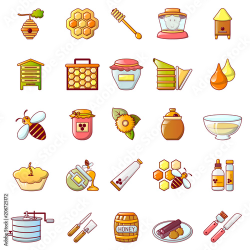 Propolis honey royal jelly icons set. Cartoon illustration of 25 propolis honey royal jelly vector icons for web