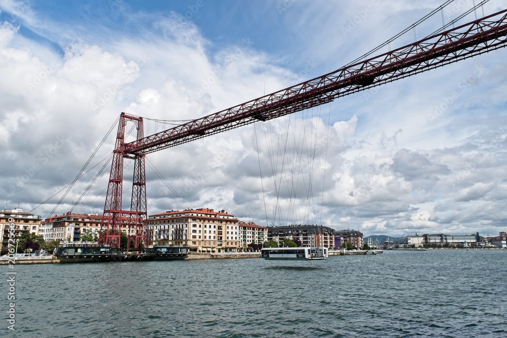 Transporter bridge connecting Getxo with Portugalete, Spain