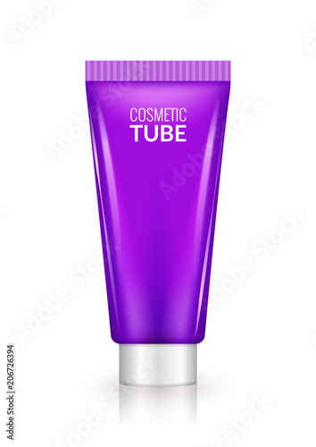 Blank lilac cosmetic tube design mockup. Beauty care cream or gel plastic package