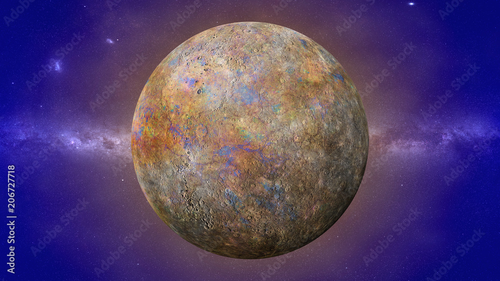 Naklejka premium planet Mercury, the smallest and innermost planet in the Solar System