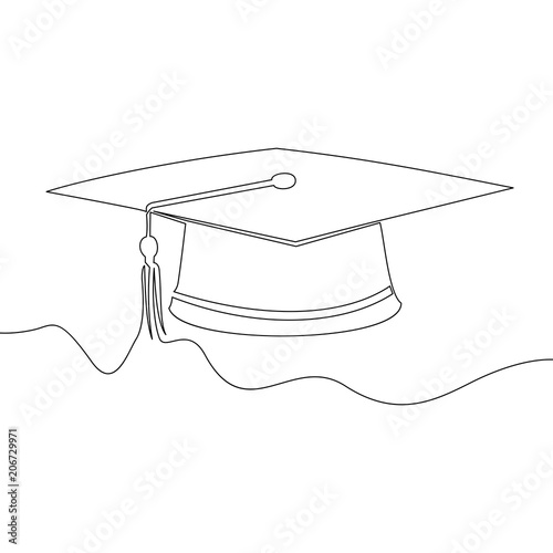 Square academic cap. Continuous line Vector