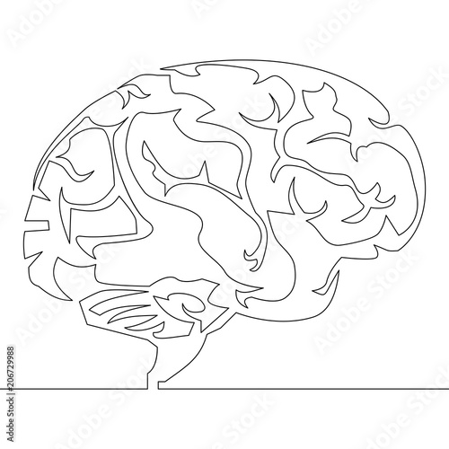 Continuous line drawing brain design vector