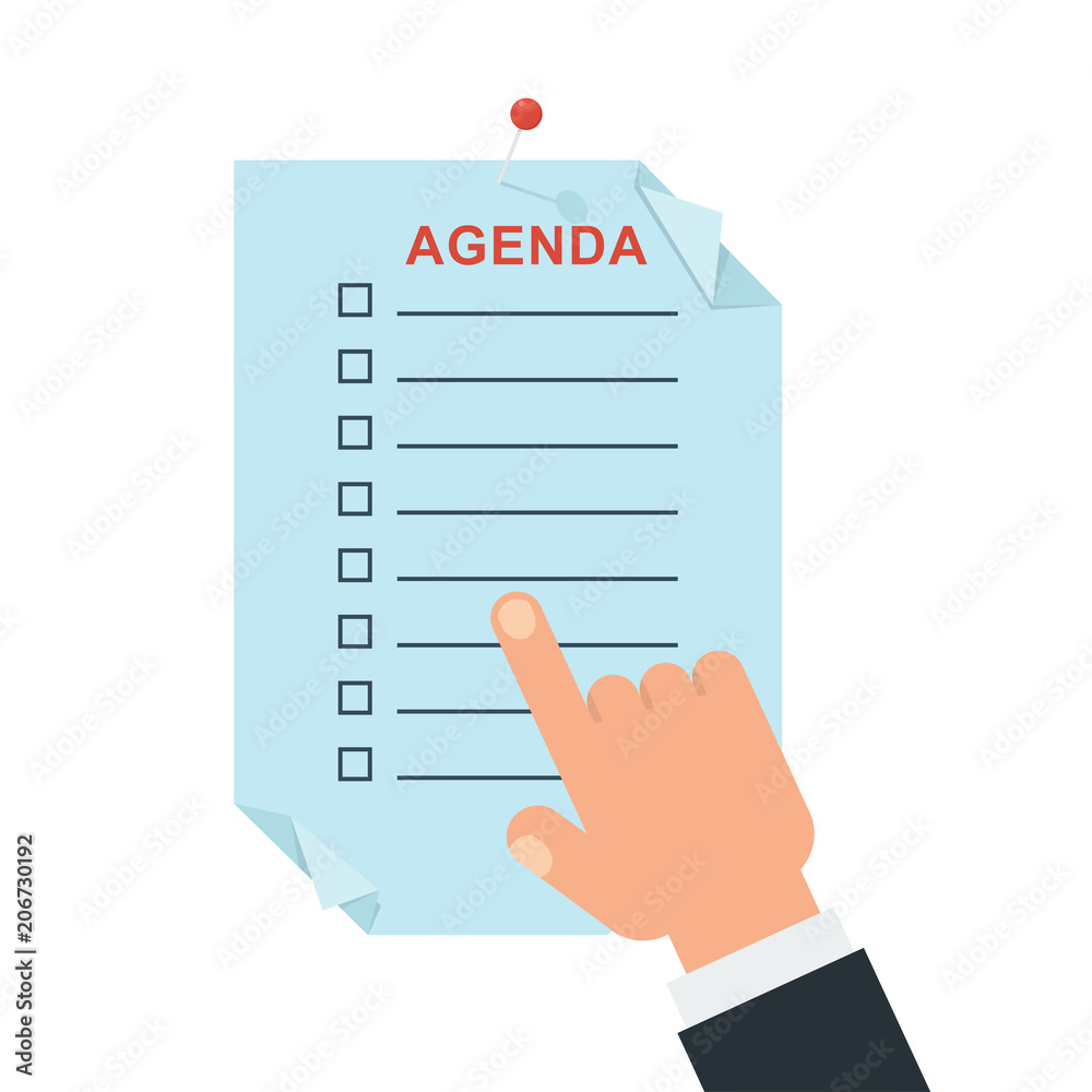 Agenda concept. Flat vector cartoon illustration. Objects isolated on a  white background. Stock Vector | Adobe Stock