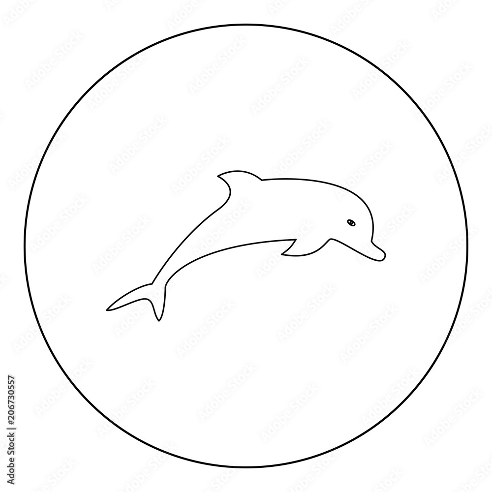 Dolphin icon black color in circle Dolphin icon black color in circle
