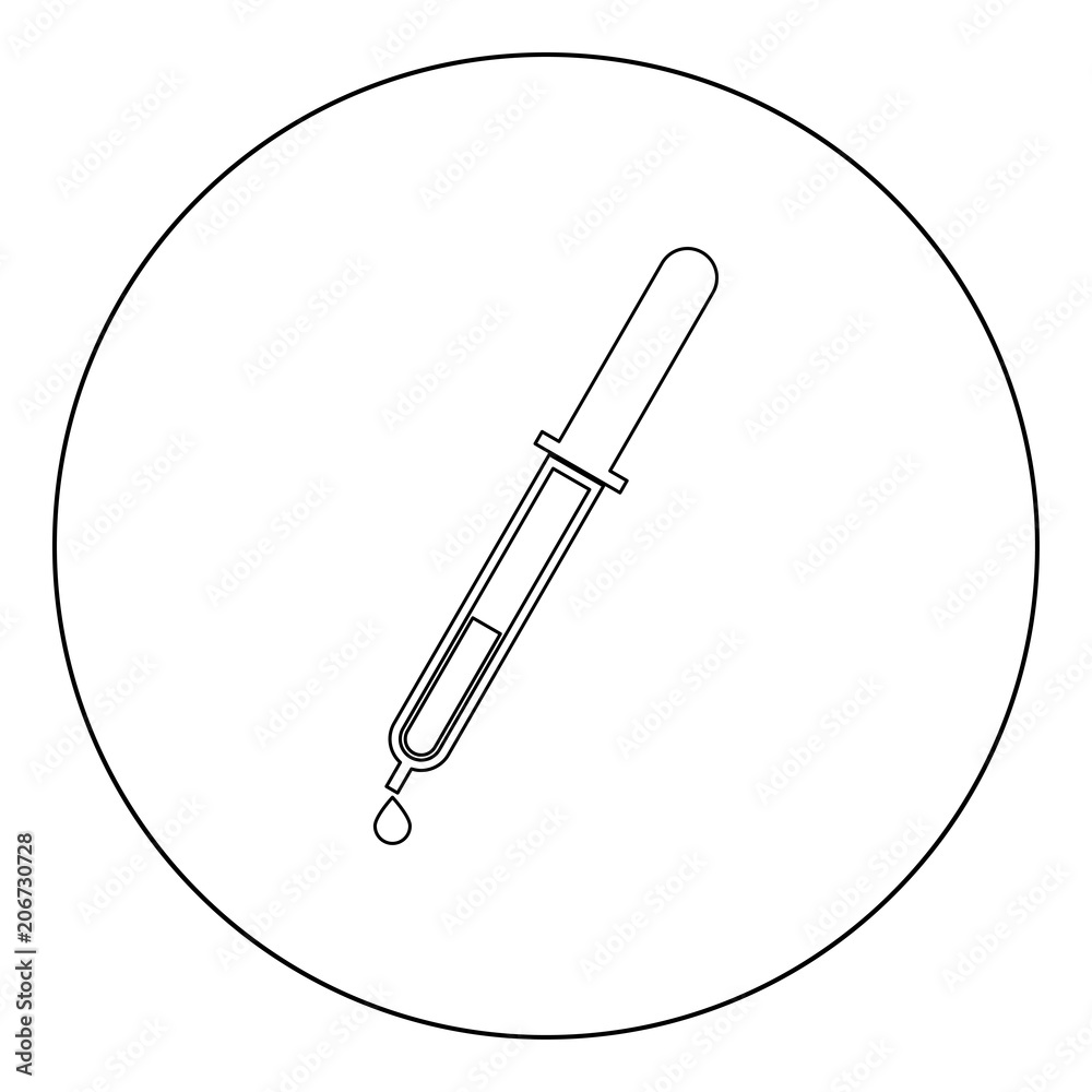 Pipette with drop icon black color in circle Pipette with drop icon black color in circle