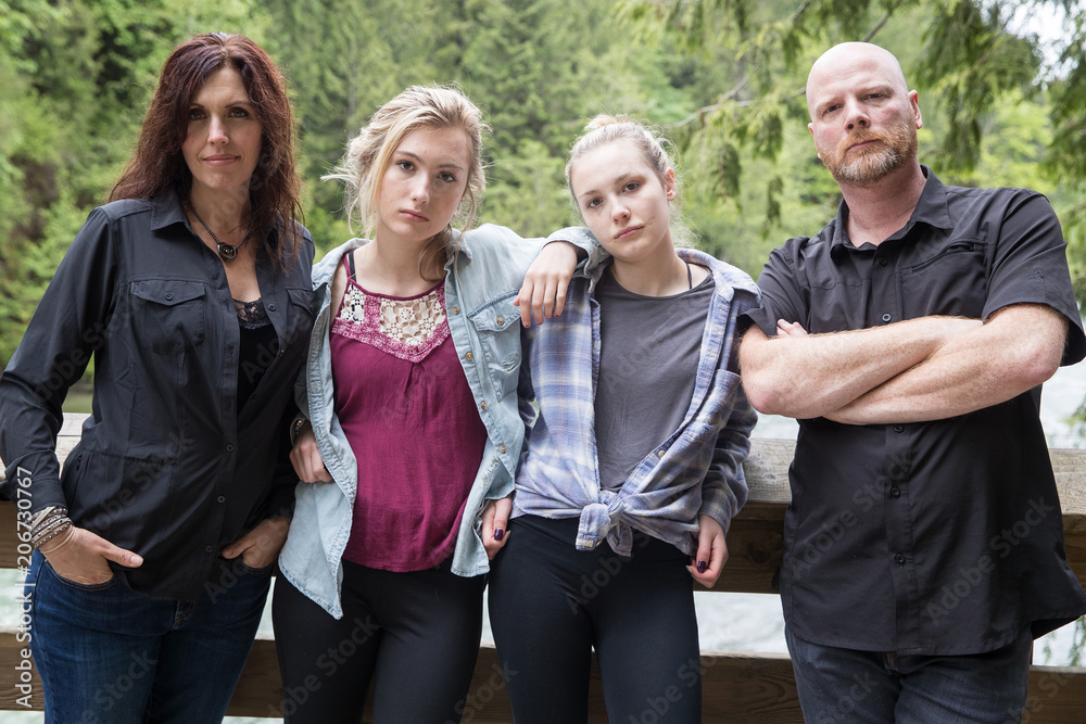 Serious family of four Serious family of four