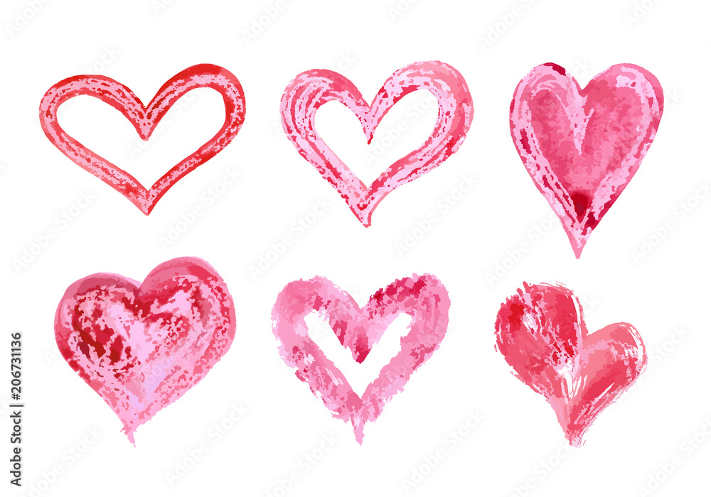 Hand drawn vector heart set with different tools like brushes, chalk, ink. Hand drawn vector heart set with different tools like brushes, chalk, ink.