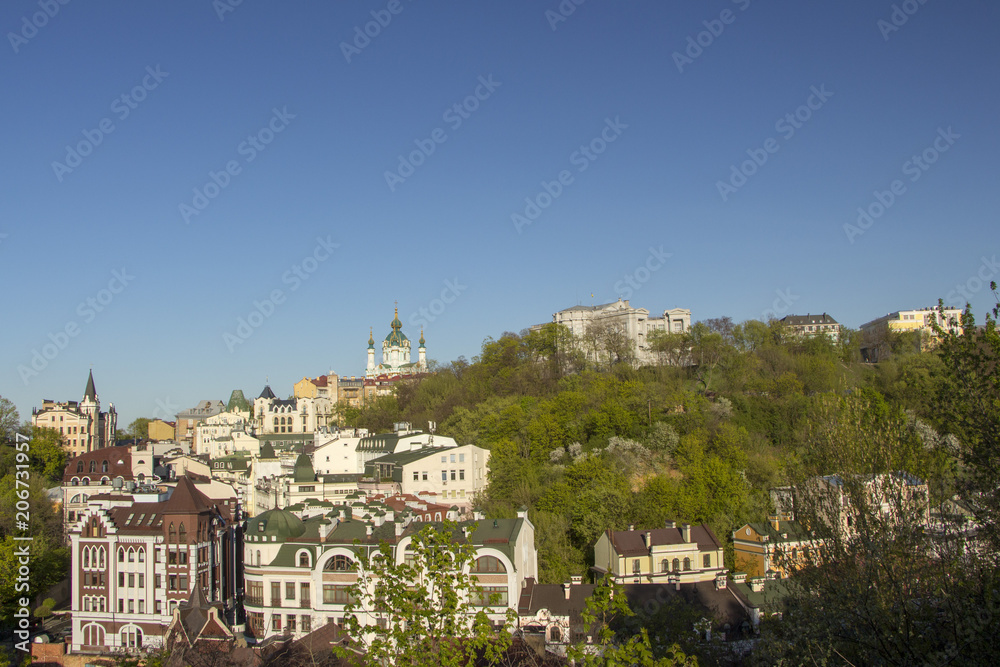 Panorama of the city of Kiev from the castle mountain.