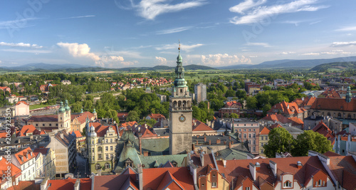 Panorama of the city on a clear day. Klodzko, Poland.