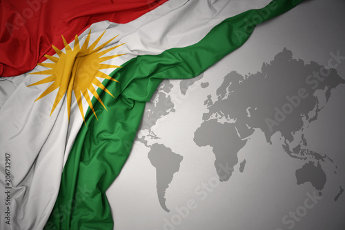 Foto waving colorful national flag of kurdistan.