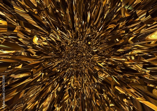 Golden shards of glass in motion. Creative pattern for any printed production, print on fabric, canvas, paper and ceramic. Template for decoration of design products.