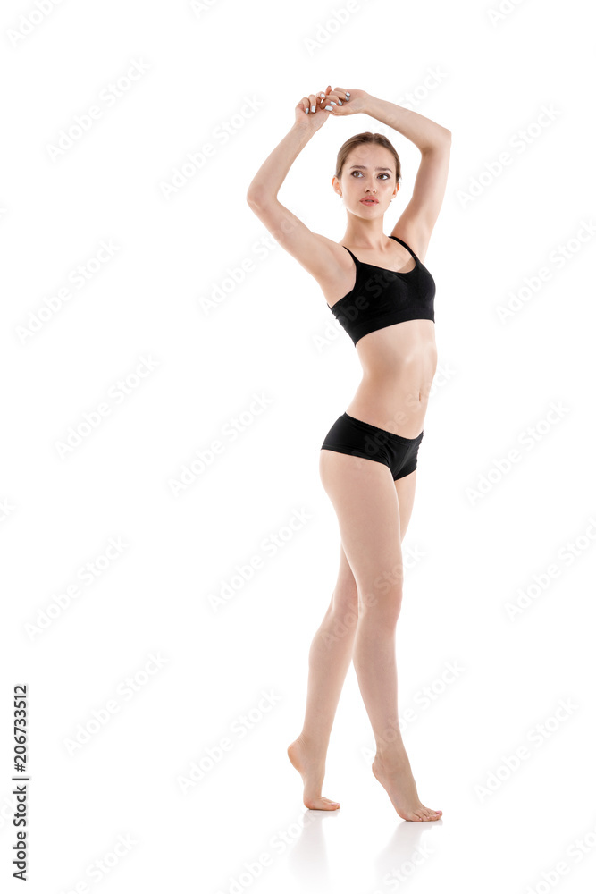woman with perfect sporty body in black lingerie woman with perfect sporty body in black lingerie