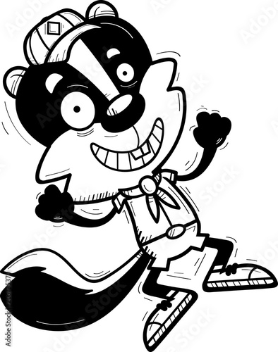 Cartoon Male Skunk Scout Jumping