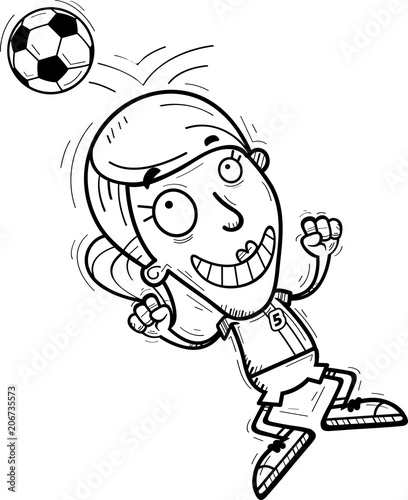 Cartoon Soccer Player Heading Ball