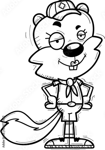 Confident Cartoon Female Squirrel Scout