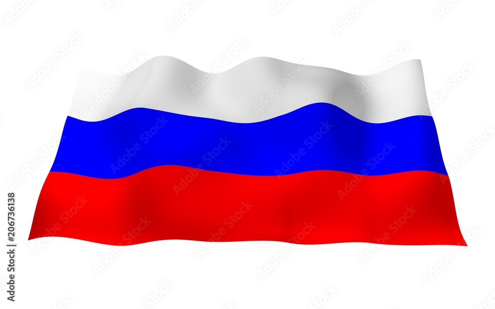 Waving flag of the Russian Federation. The National. State symbol of the Russian. 3D illustration Waving flag of the Russian Federation. The National. State symbol of the Russian. 3D illustration