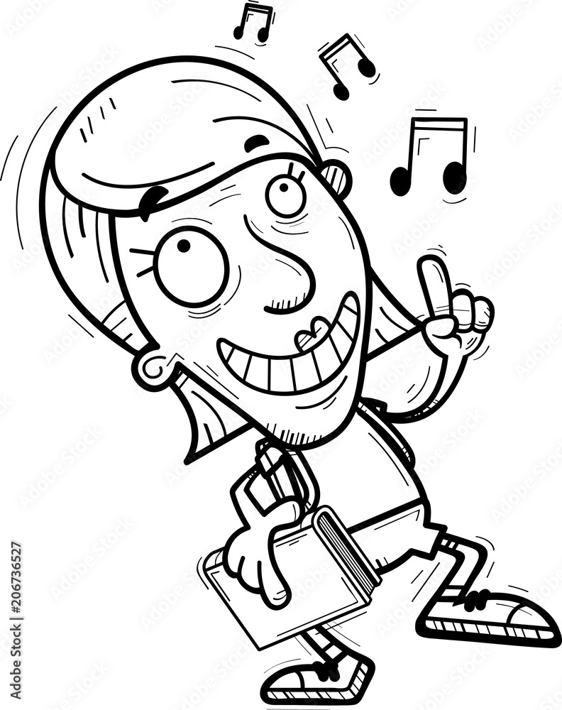 Fototapeta premium Cartoon Senior Citizen Student Dancing