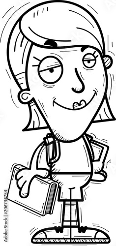 Confident Cartoon Woman Student