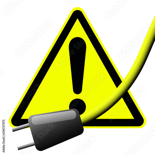 Schild Gefahr Stecker Strom