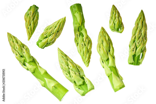 Fresh green asparagus isolated on white background. photo