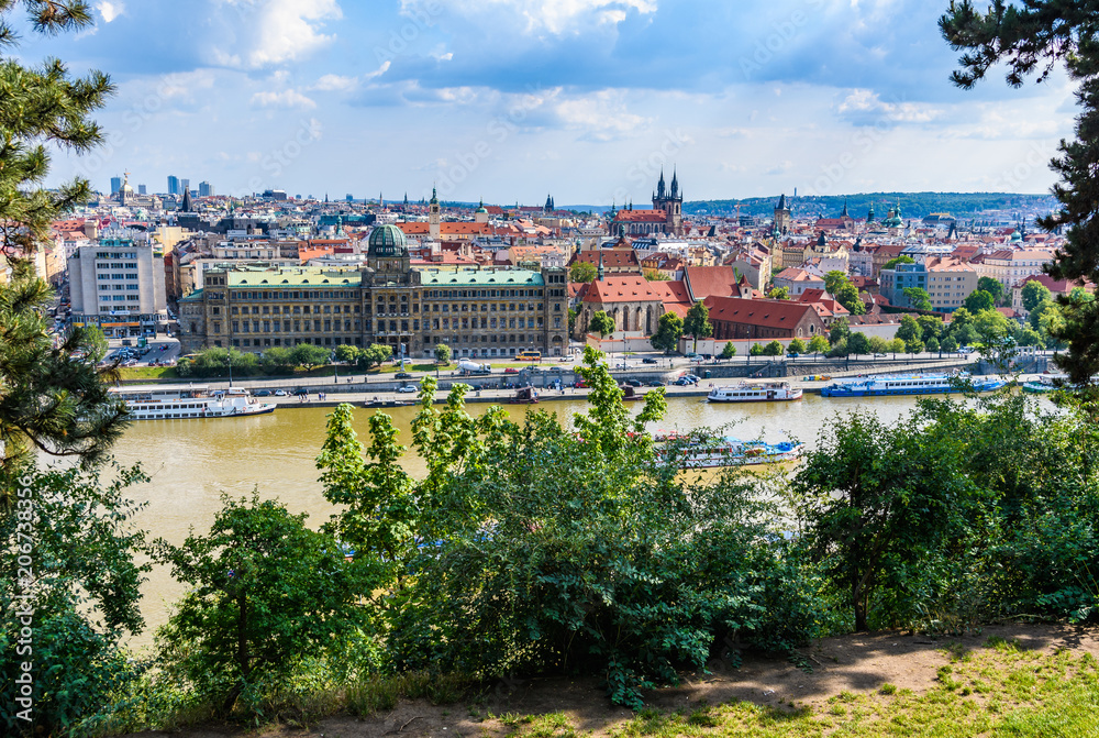 Aerial view of the city from Letna Garden, Prague, Czech Republic