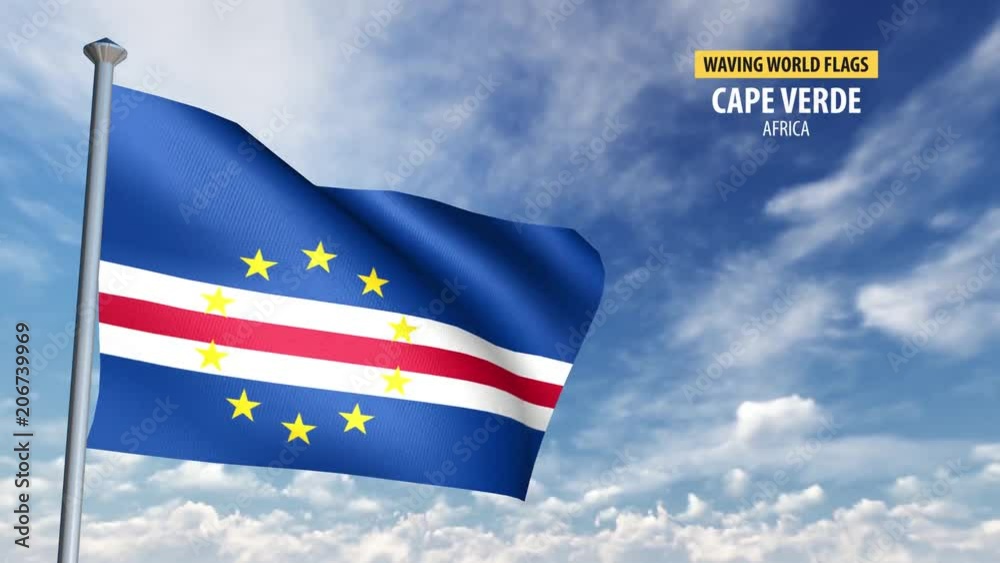 3D flag animation of Cape Verde.