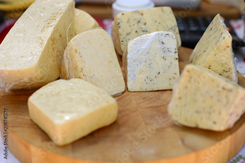 Hard cheese with mold, home-made.