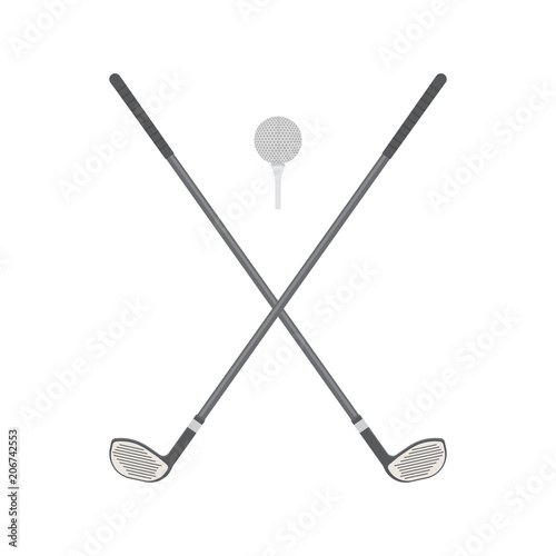 Vector illustrations. Golf clubs with ball.