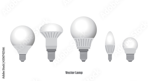 Vector illustration. Set of led bulbs.