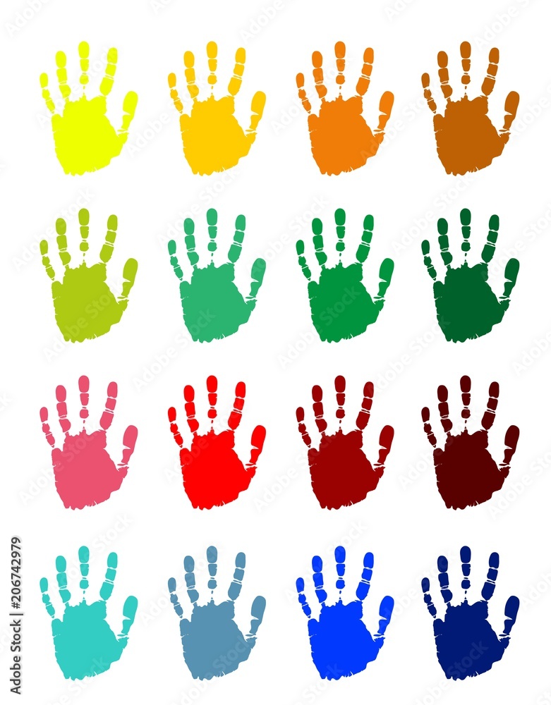 Obraz premium Multicolored prints of hands