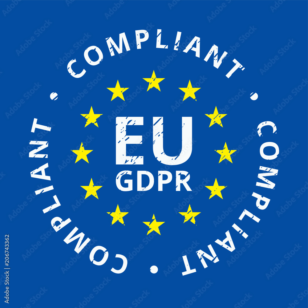 EU GDPR Compliant label illustration EU GDPR Compliant label illustration