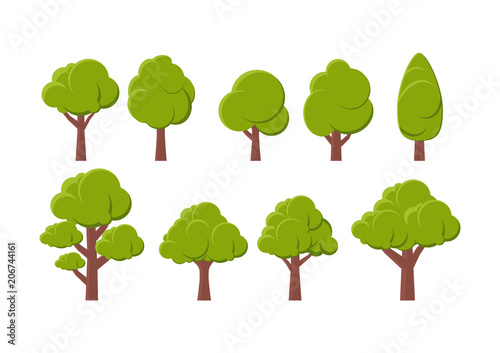Vector illustration. Set of different trees on a white background.