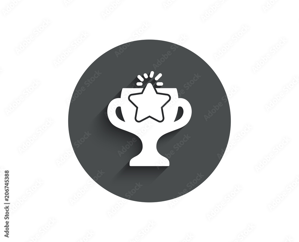 Winner cup simple icon. Sport Trophy with Star symbol. Victory achievement or Championship prize sign. Circle flat button with shadow. Vector Winner cup simple icon. Sport Trophy with Star symbol. Victory achievement or Championship prize sign. Circle flat button with shadow. Vector