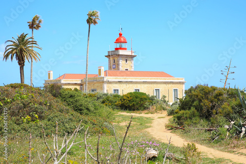 The historic Lighthouse Alfanzina on the Atlantic coast in Portugal