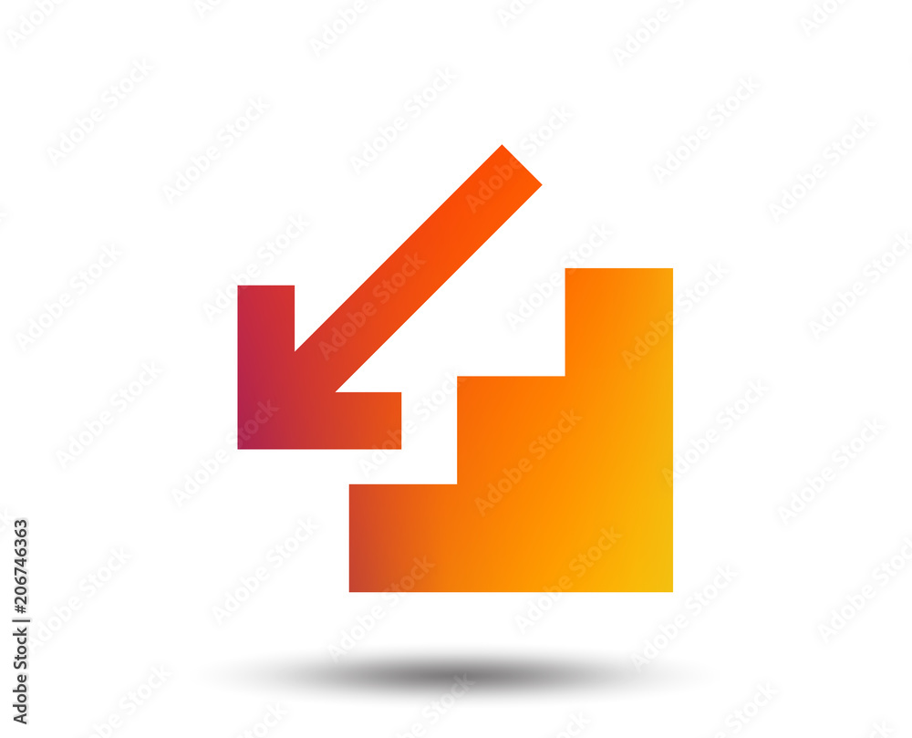 Downstairs icon. Down arrow sign. Blurred gradient design element. Vivid graphic flat icon. Vector Downstairs icon. Down arrow sign. Blurred gradient design element. Vivid graphic flat icon. Vector