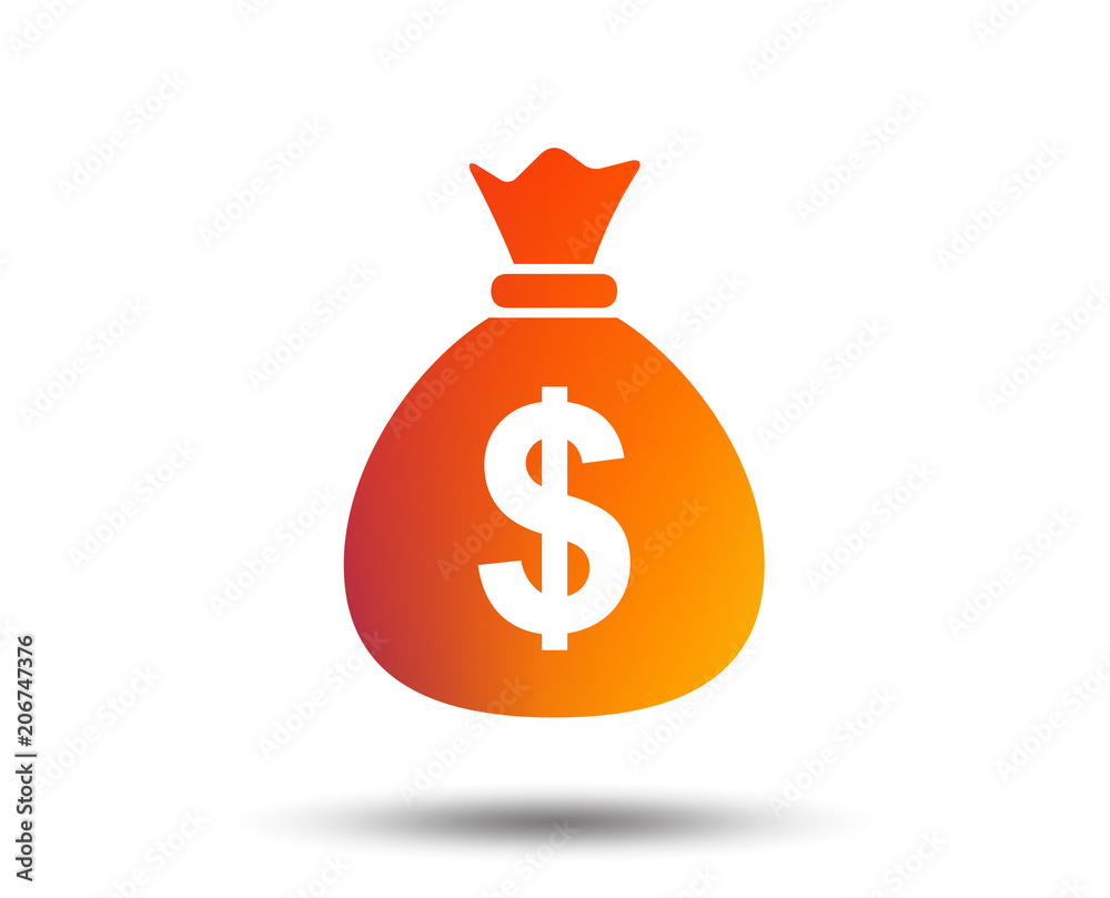 Money bag sign icon. Dollar USD currency symbol. Blurred gradient design element. Vivid graphic flat icon. Vector Money bag sign icon. Dollar USD currency symbol. Blurred gradient design element. Vivid graphic flat icon. Vector