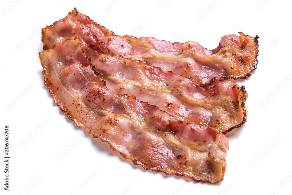 Slices of fried bacon