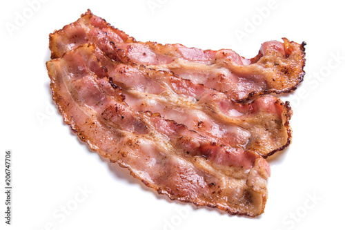 Slices of fried bacon