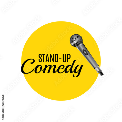 Stand up comedy template vector logo. Stand up corporate promotion symbol advertising banner