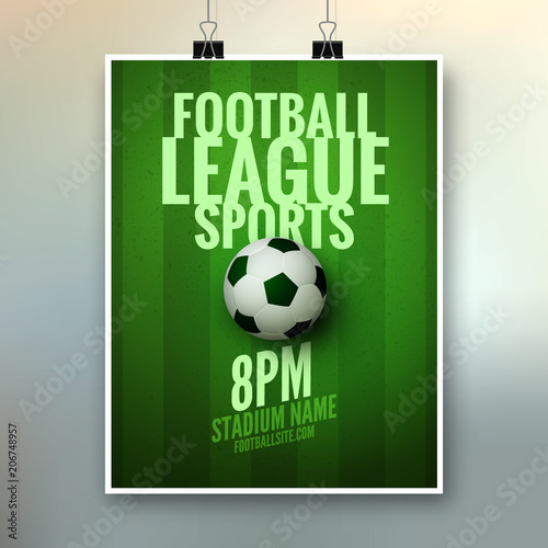 Soccer league flyer design template. Soccer poster invitation football sports © kolonko