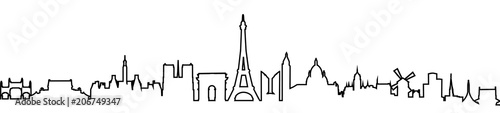 Paris silhouette one line - stock vector