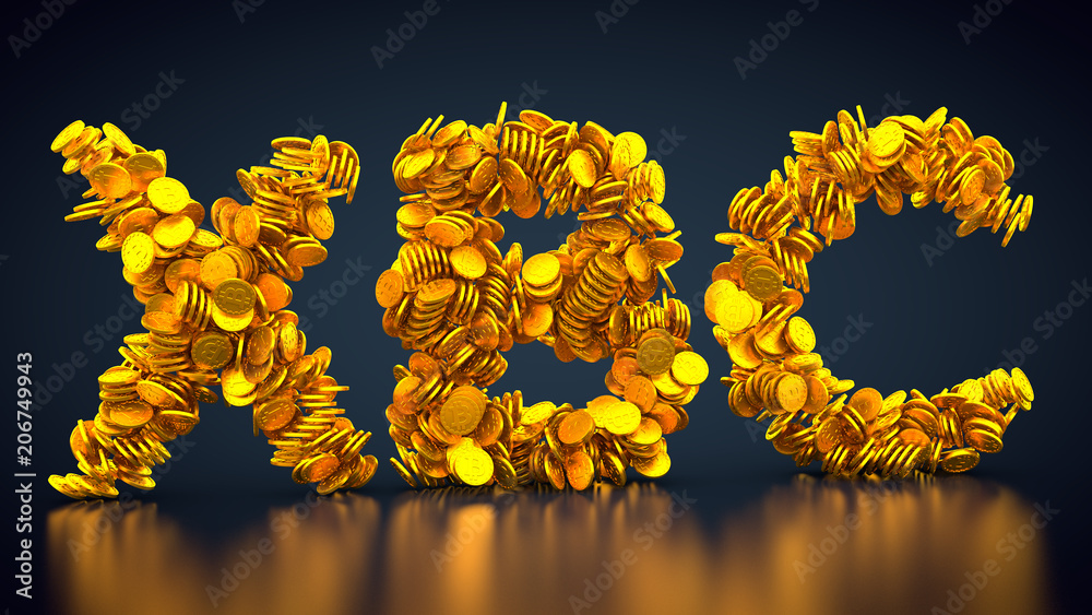 Obraz premium goldene Münzen formen Kryptowährung BitcoinPlus