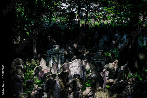 grupo de lapidas en antiguo cementerio judio de praga
