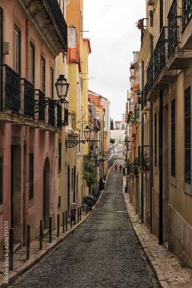 Naklejka premium Old colorful houses and streets of Lisbon