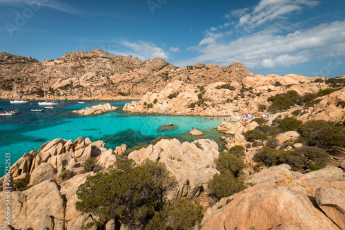 Beach life at Spiaggia Cala Coticcio on the Italian island of Caprera