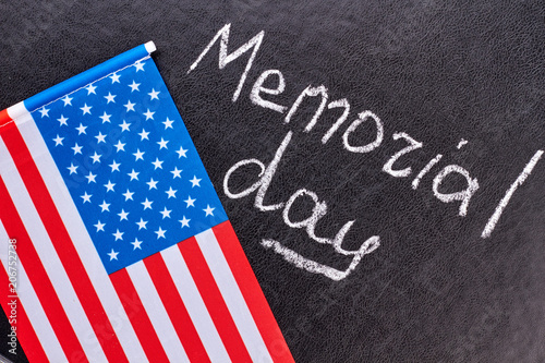 American flag on black background. Memorial day concept.